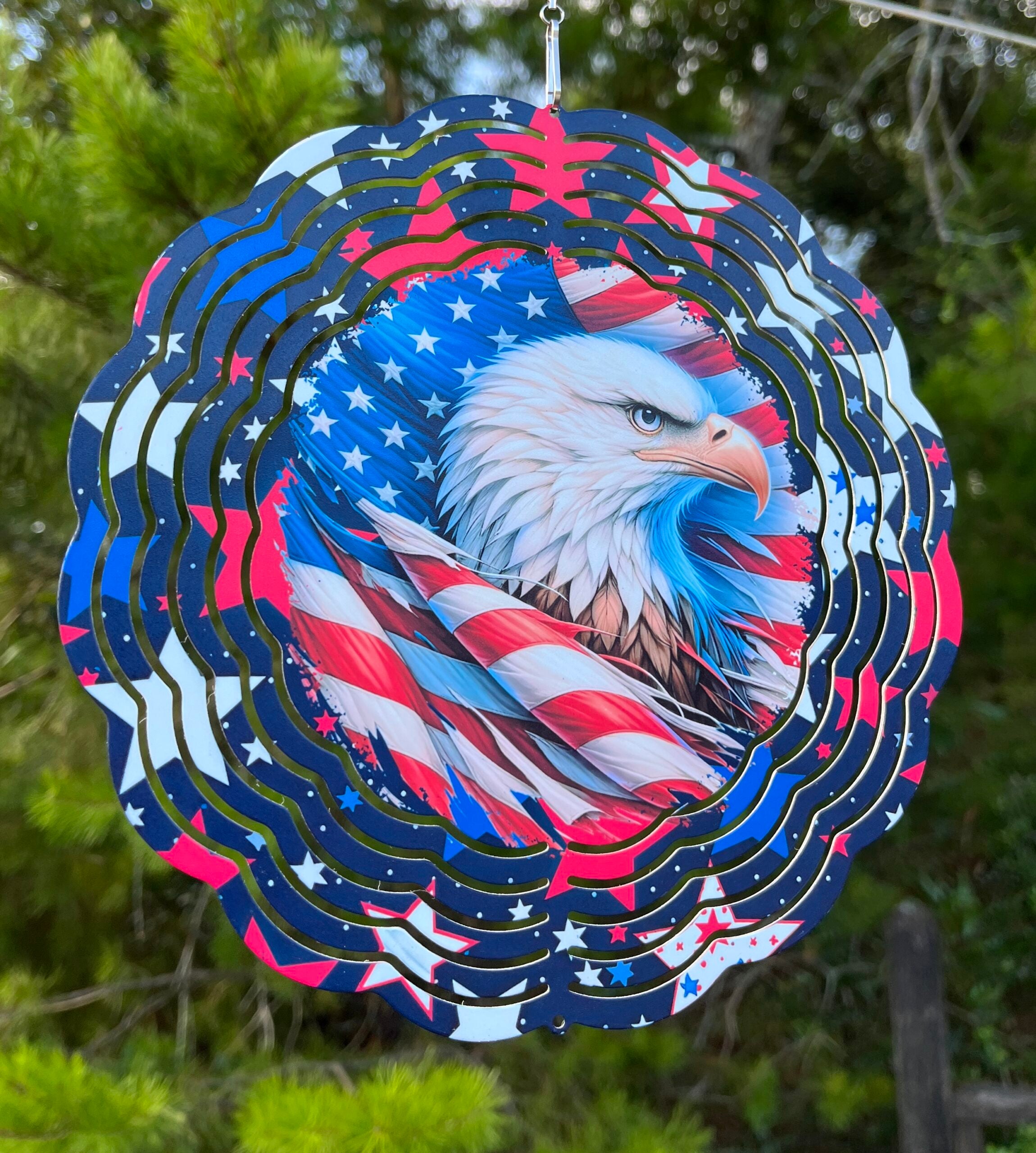 Wind Spinners - Eagle in Flag, 8 Inch image