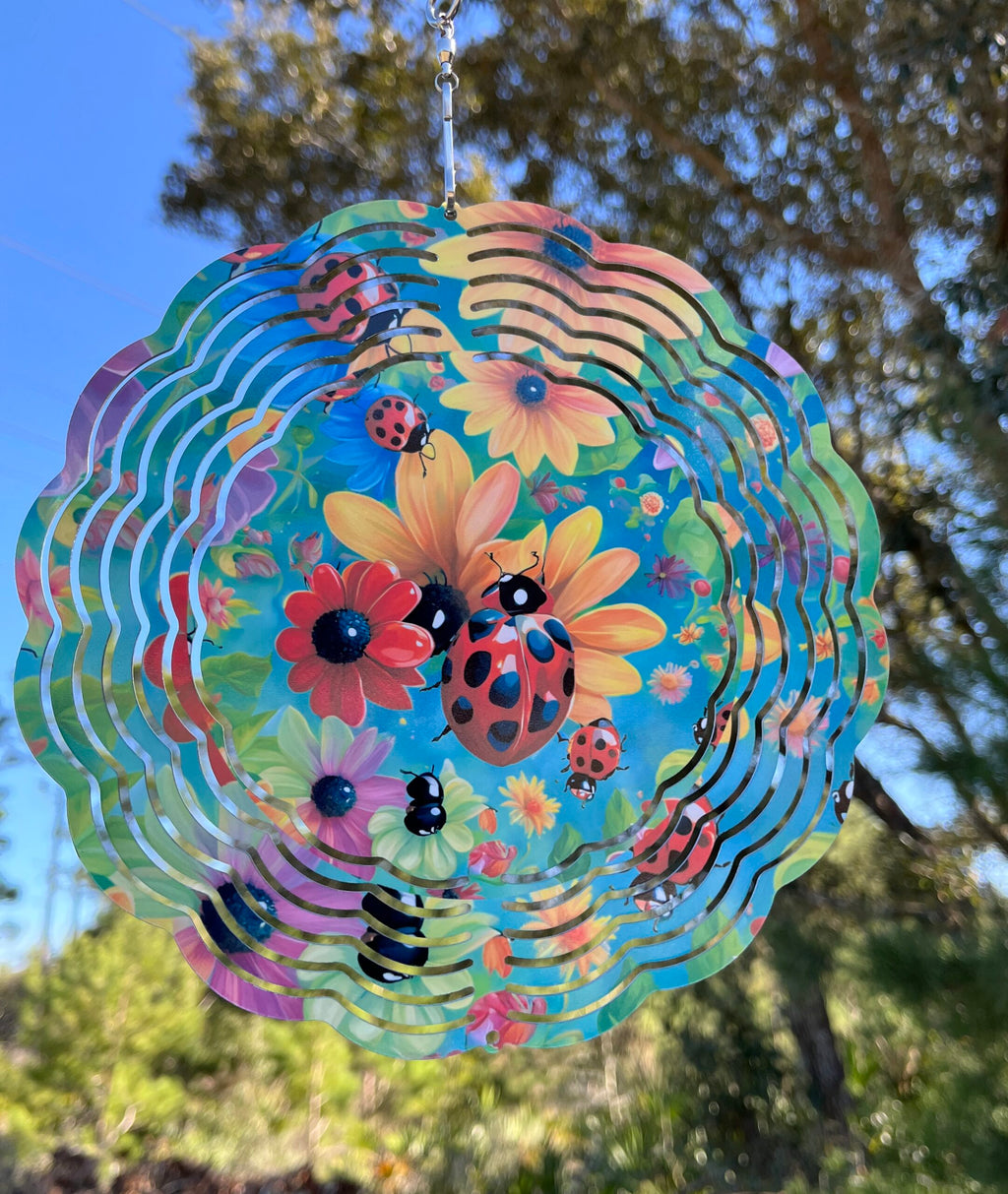 Wind Spinners - Ladybug in Flowers, 3 Inch image