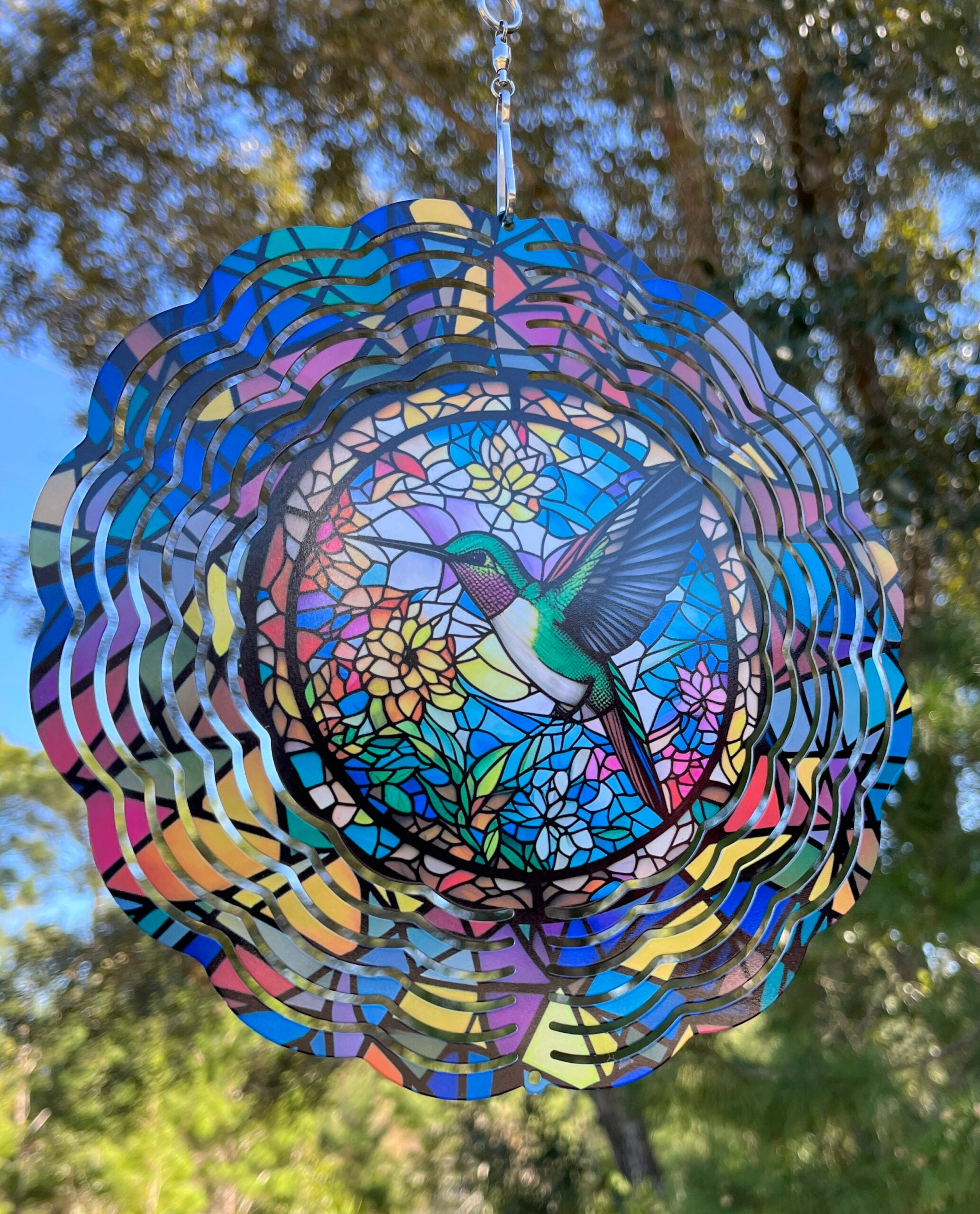Wind Spinners - Hummingbird Stained Glass look, 3 Inch image