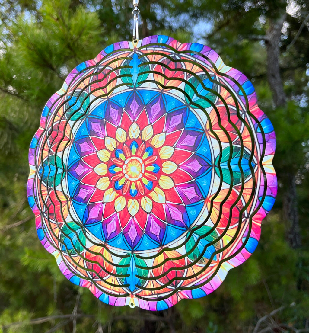 Wind Spinners - Multi-color Mandala, 8 Inch image