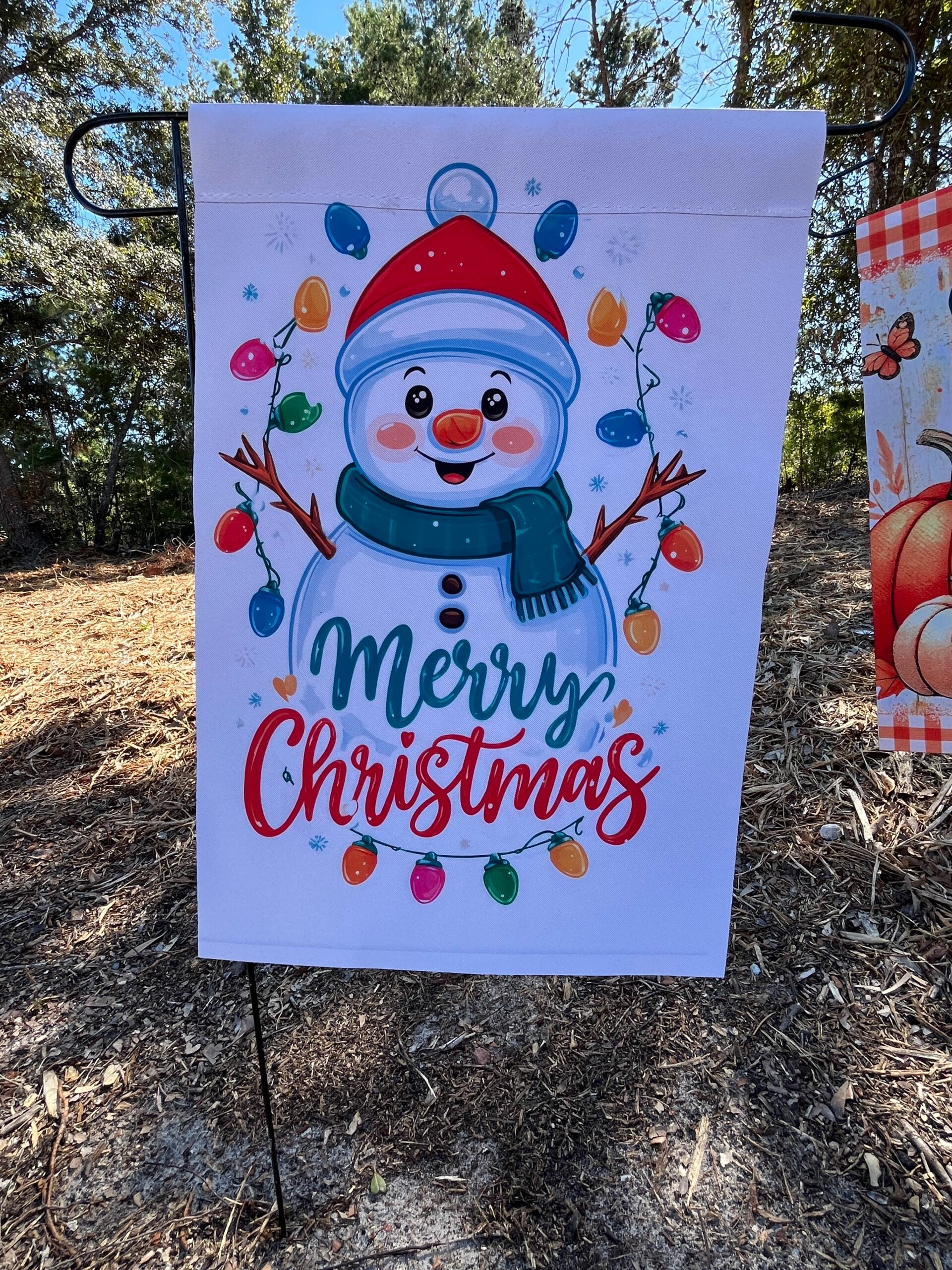 Garden Flags - Cute Snowman Merry Christmas image