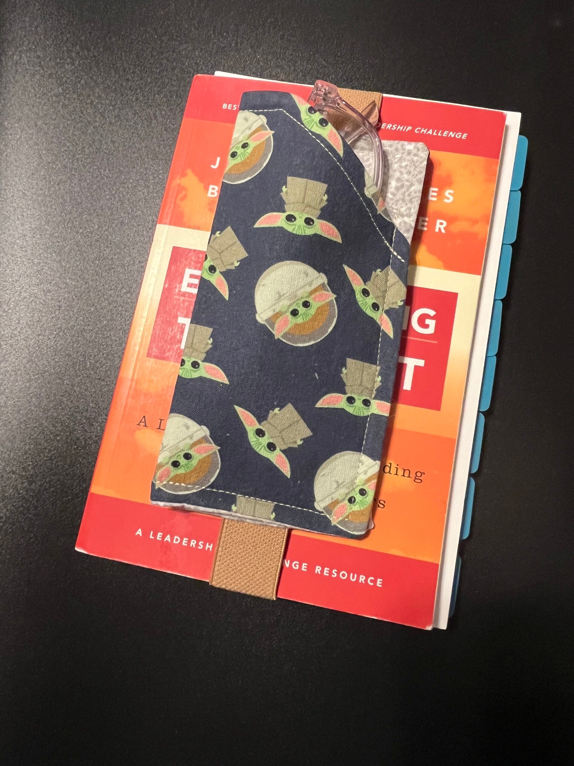 Eyeglass Holder Bookmarks - Baby Yoda "Grogu" on Navy Blue image